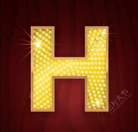 黄色镶边钻石闪耀英文字母H