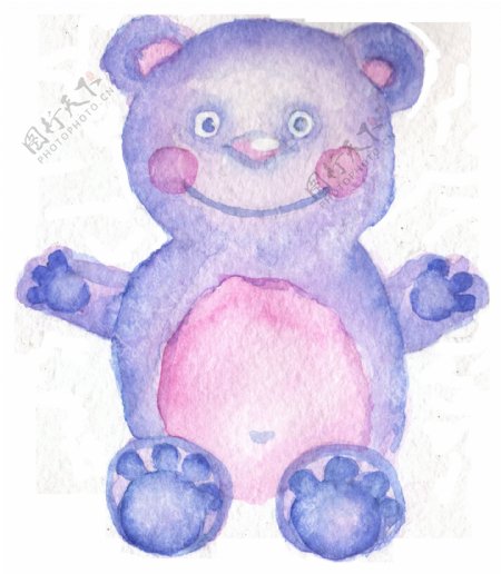 紫色大熊卡通透明素材