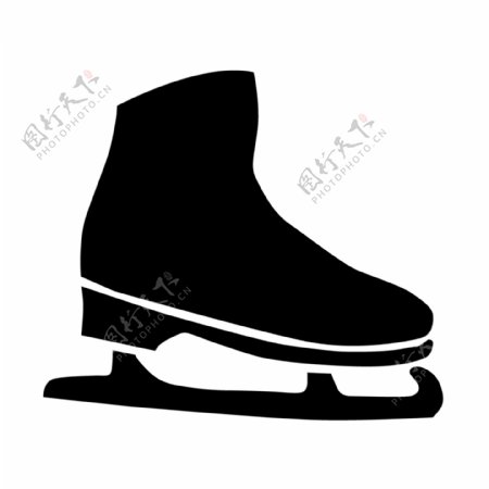 黑色冰鞋剪影免抠psd透明素材