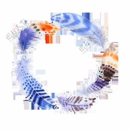 蓝纹羽毛卡通透明装饰素材