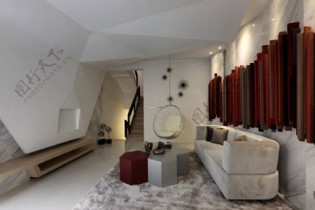 现代浪漫客厅米色沙发室内装修效果图