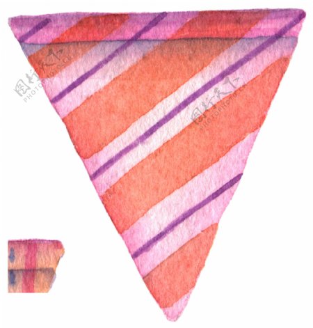 三角形条纹挂饰卡通水彩透明素材