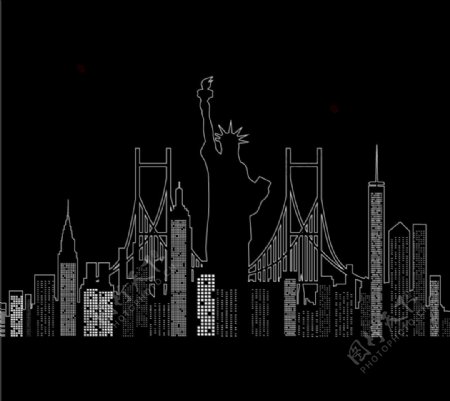 纽约城市剪影矢量图