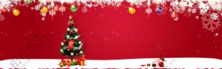 圣诞节喜庆圣诞树铃铛星星雪花