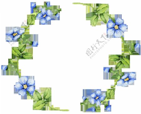 蓝色碎花花环卡通透明素材