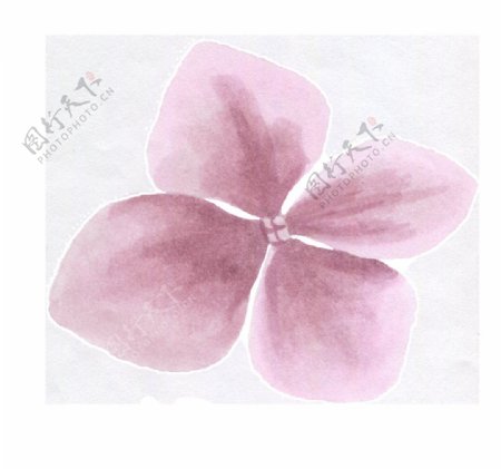 暖紫花叶卡通水彩透明素材