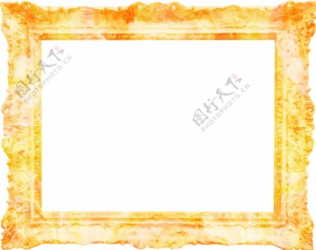 金黄边框卡通水彩透明素材