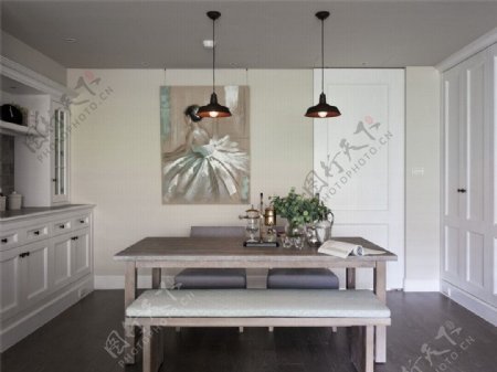 现代清新客厅白色皮质凳子室内装修效果图