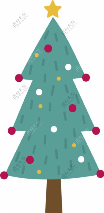 卡通彩色装饰圣诞树PNG元素