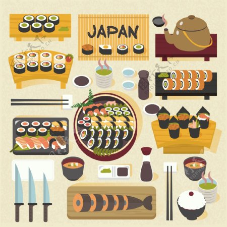 美味的日本料理插画