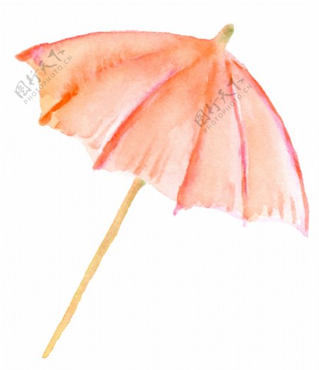 橘红雨伞卡通透明素材