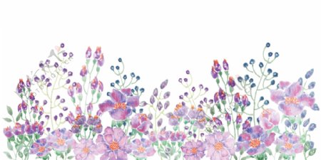 粉彩花丛卡通透明素材