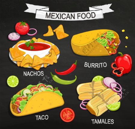 墨西哥美味食物矢量图