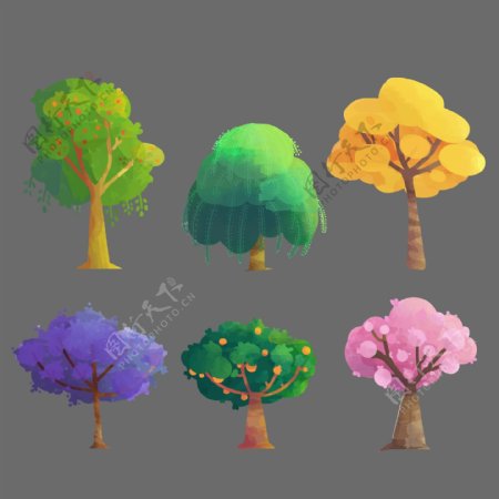 彩色树木设计矢量素材01