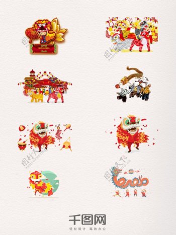 舞龙舞狮传统节日欢乐愉悦素材