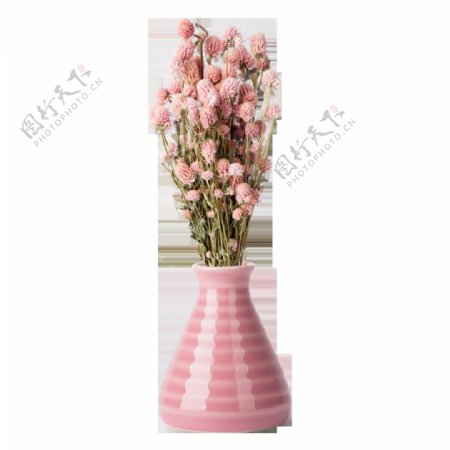 粉色花瓶里的花朵png元素