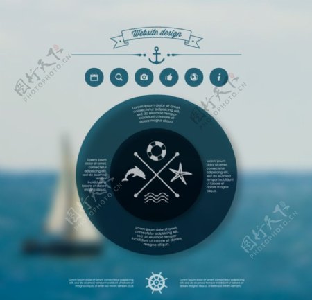 海洋帆船背景商务科技图矢量素材