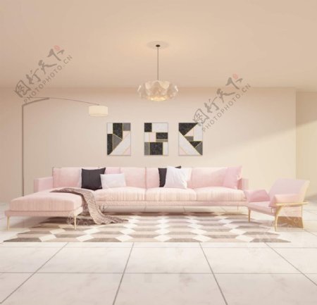 粉色沙发单体模型