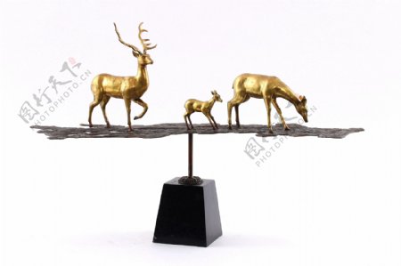 中式纯铜动物雕塑鹿