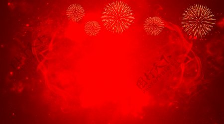 红色新年喜庆烟花背景素材