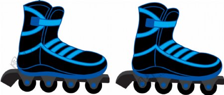 蓝色条纹漂亮溜冰鞋免抠png透明素材