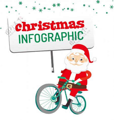 骑自行车的卡通圣诞老人