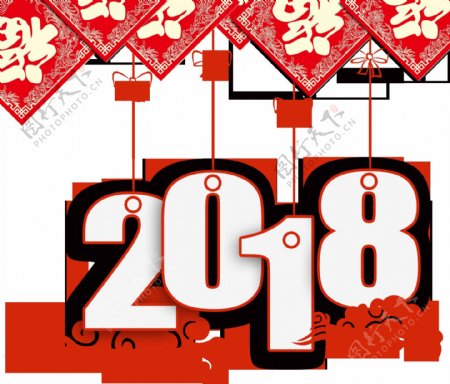 2018新年红色喜庆透明素材合集