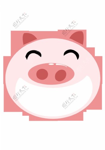卡通笑脸小猪png元素