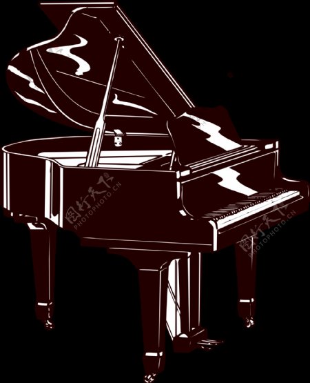 卡通黑色钢琴元素设计