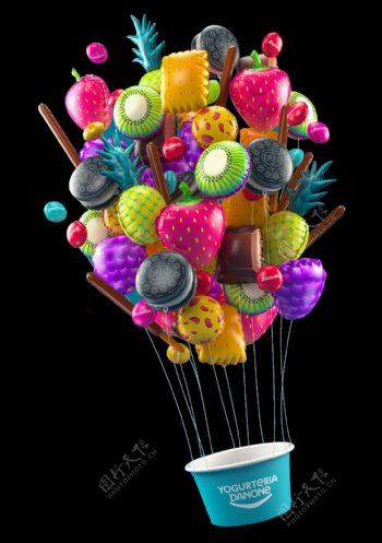各种彩色气球建筑图案装饰
