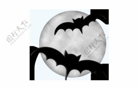 卡通月亮蝙蝠png元素