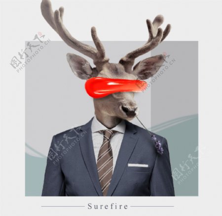专辑封面歌曲封面红色人鹿创意配图