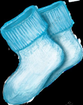 手绘蓝色可爱袜子透明素材