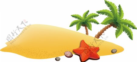 卡通沙滩椰子树png元素
