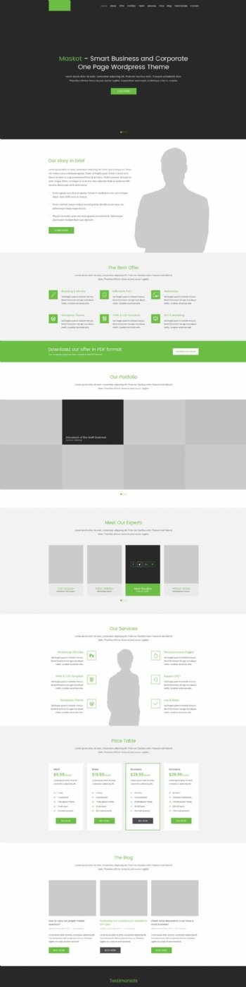 智能商务网站绿色主题单页页面PSD模板