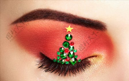 创意时尚圣诞树眼妆