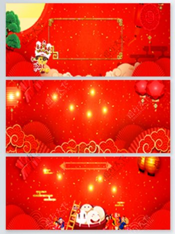 手绘大红中国风电商广告背景