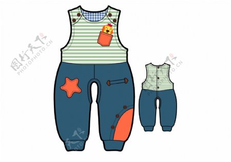 婴幼童装亲子装韩版冬季冬款卡通背带裤设计