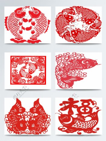 红色中国风剪纸图片