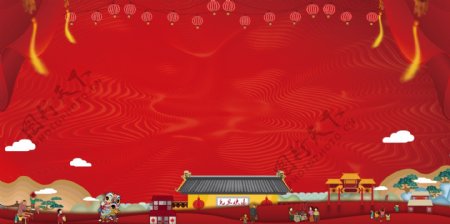 大红色喜庆中国风背景