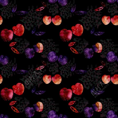 水彩樱桃装饰图png透明素材