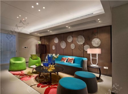 现代时尚客厅高级风格室内装修效果图