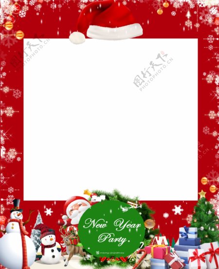 2017年圣诞元旦节红色相框宣传
