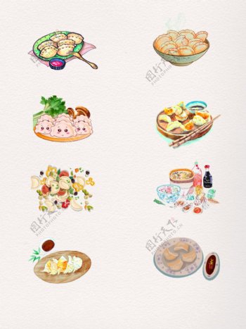 卡通手绘饺子PNG节日元素