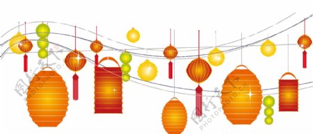 中式传统灯笼节日元素