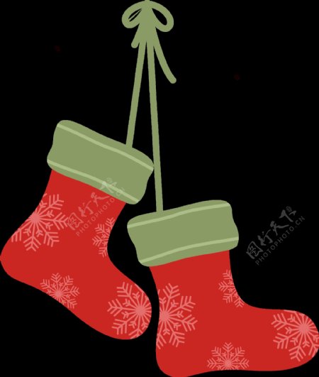 红色袜子圣诞节装饰卡通png元素