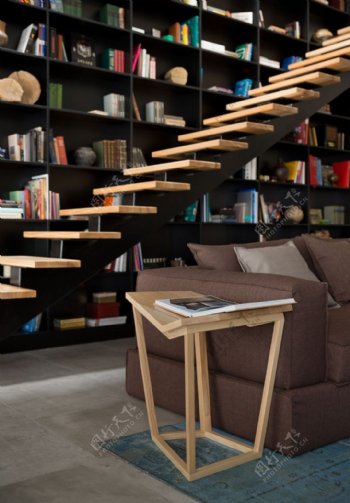 现代楼梯书房设计效果图