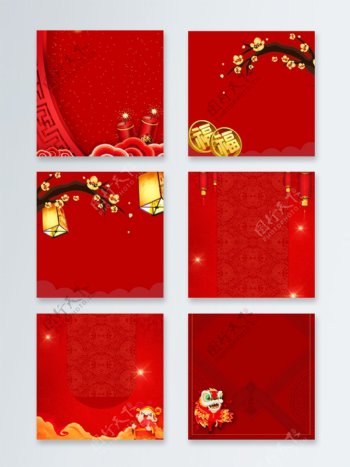 喜庆红色新年中国主图背景