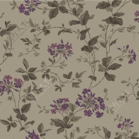 雅致风格紫色花朵壁纸图案