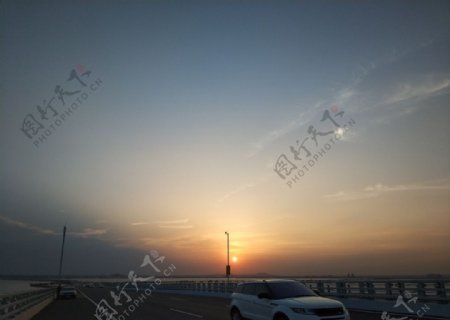 胶州湾跨海大桥夕阳